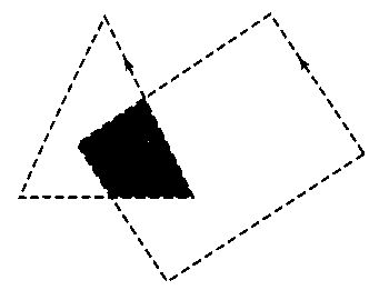 Закрашенная область, определенная как сегмент, для которого число витков больше 1. Она представляет собой область наложения двух фигур, граница каждой из которых направлена против часовой стрелки