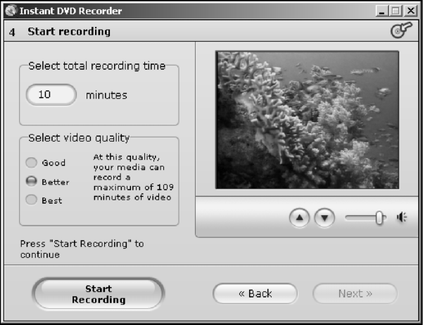 Окно записи DVD-диска