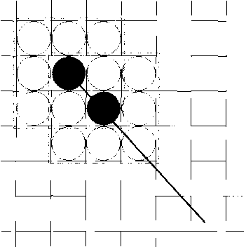 Изображение прямой линии с помощью пера, форма которого показана на рис. 4.8