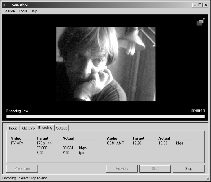 Интерфейс программы pvAuthor для записи видео в ЗСР-формат